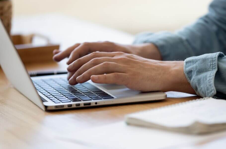 Typing person